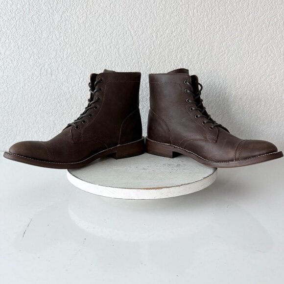 NEW Lane Mens Brown Ankle Boots Size 10 Lace-up Casual Genuine Leather Sole - Picture 7 of 12